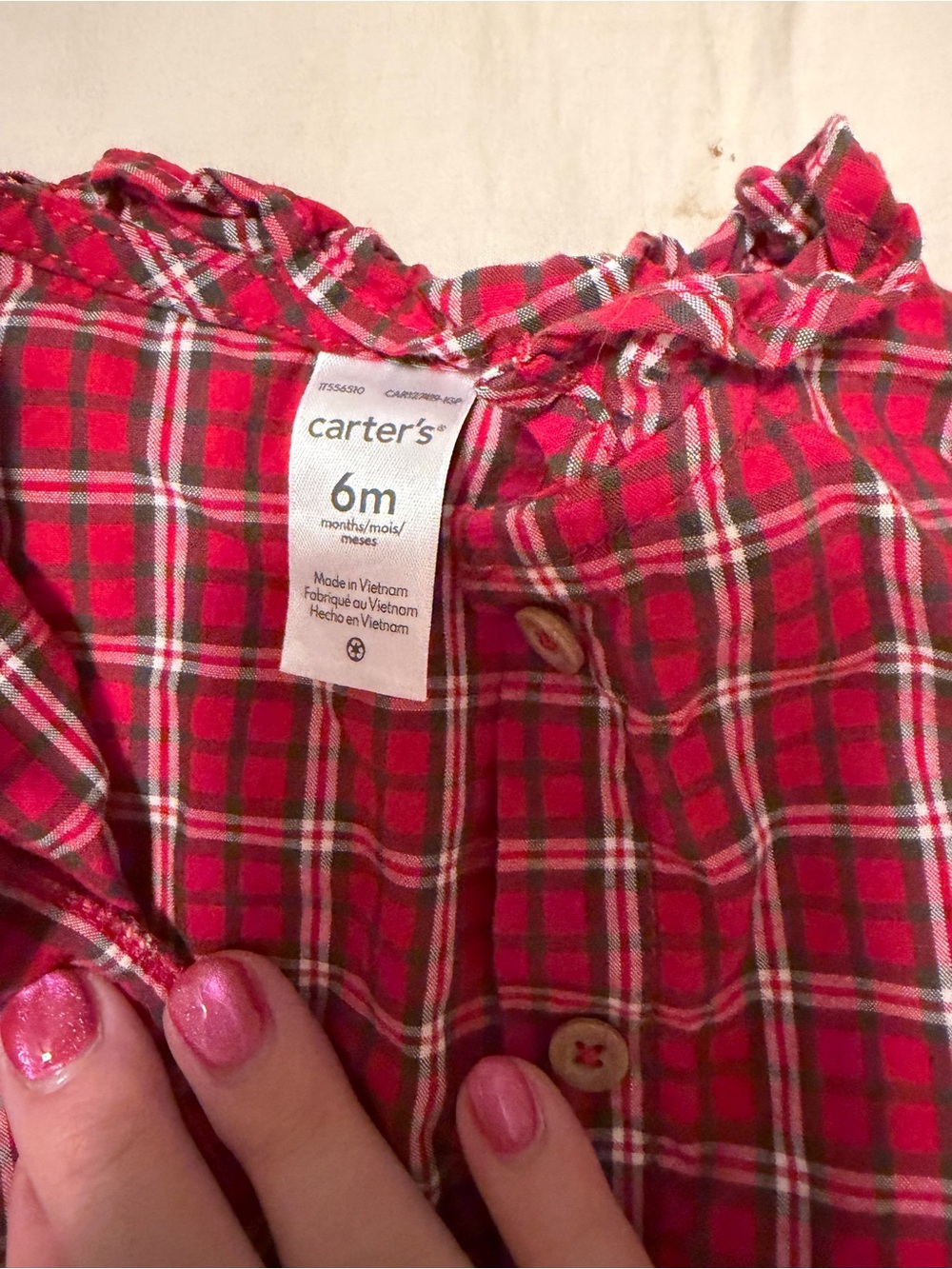 Carter's Red Plaid Button-Up Baby Romper - Picture 2 of 2
